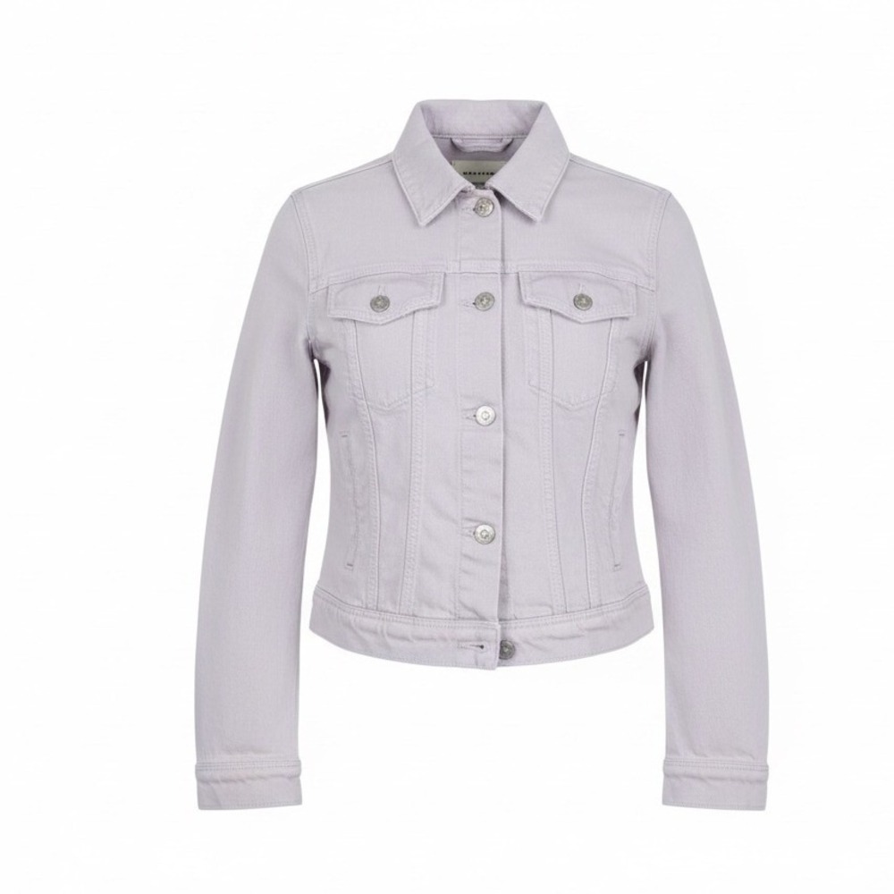 Free People Denim‎ Jacket Women's Small Light Wash Lilac Purple Trucker Jean